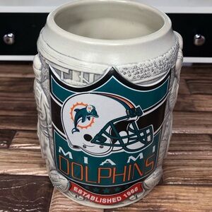 Vintage Miller Lite Commemorative NFL Miami Dolphins 3D Porcelain Beer Mug Stein